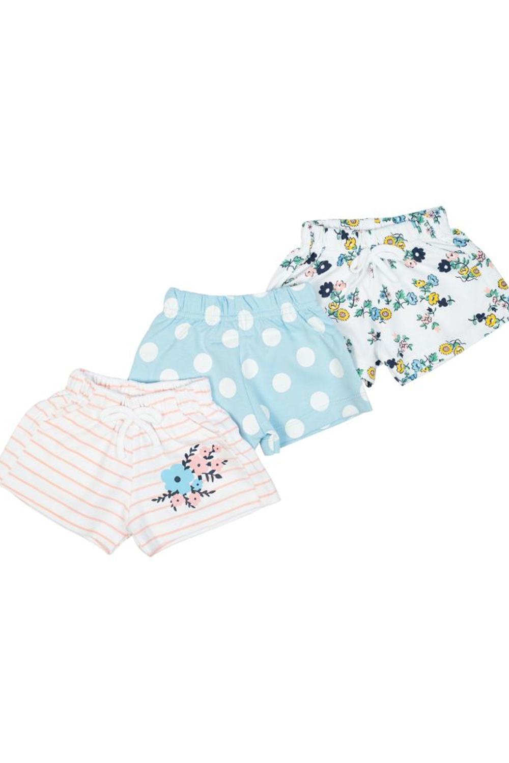 Mee Mee Baby Light Blue, White  Coral Shorts - Pack Of 3
